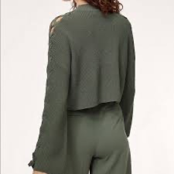 Wilfred Off Shoulder Salome Sweater Top Medium Olive Green - Picture 2 of 9